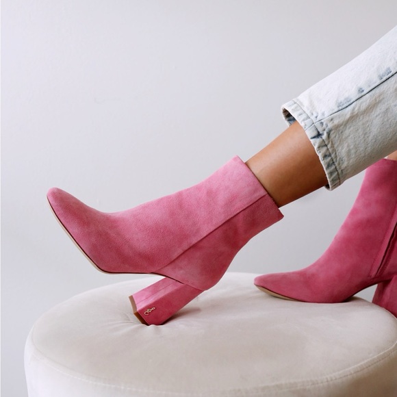 Sam Edelman Pink Ankle Boots - Picture 1 of 5